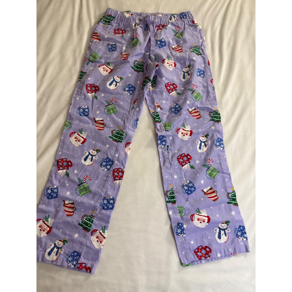 Old Navy Purple Flannel Holiday Pajama Pants Snowman Santa Small
